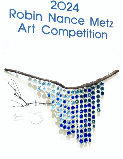 Blue Ceramic Glass Wire Wood Wall Hanging